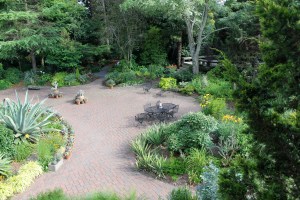 Southwest garden patio aerial view, 2014