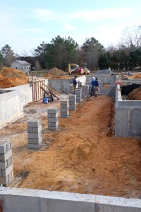 House foundation with support piers, 2016