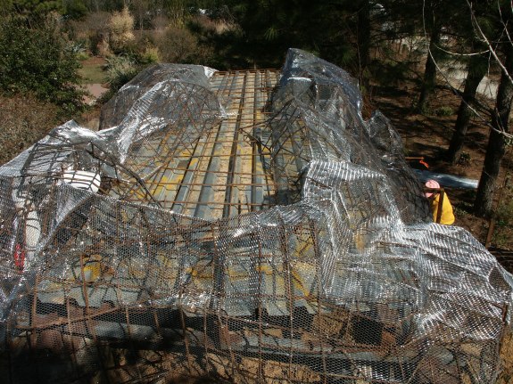 Mesh form top of the waterfall view